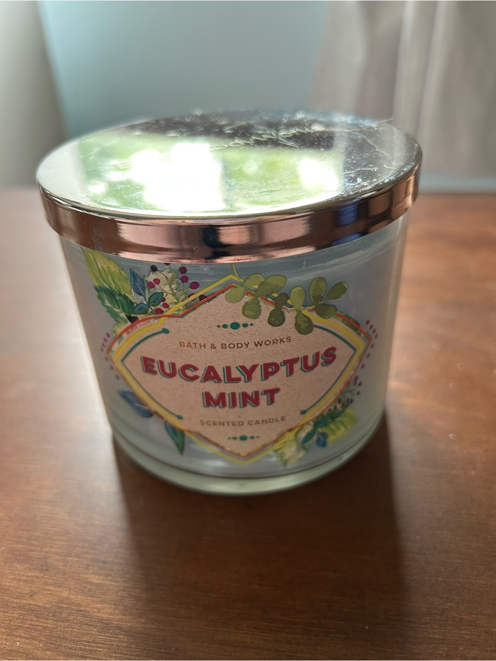 Bath & Body Works Eucalyptus Mint Candle - Light Blue with Silver Lid